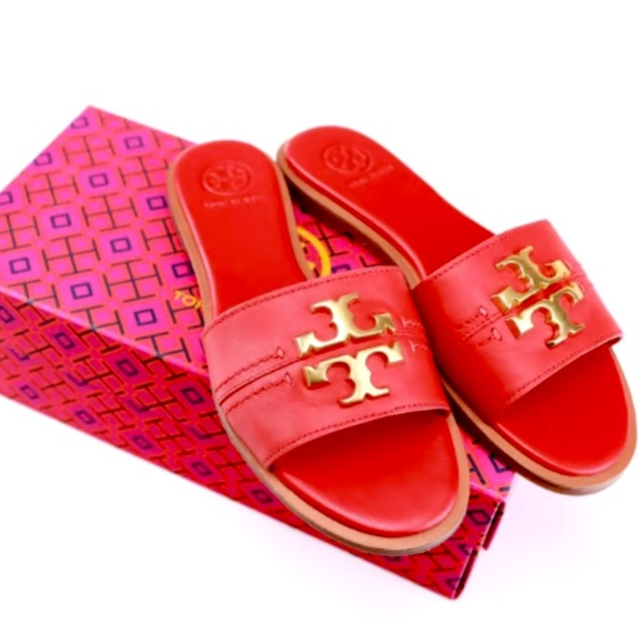 Tory Burch Everly Slide - Calf Leather - Brilliant Red - Picture 2 of 6